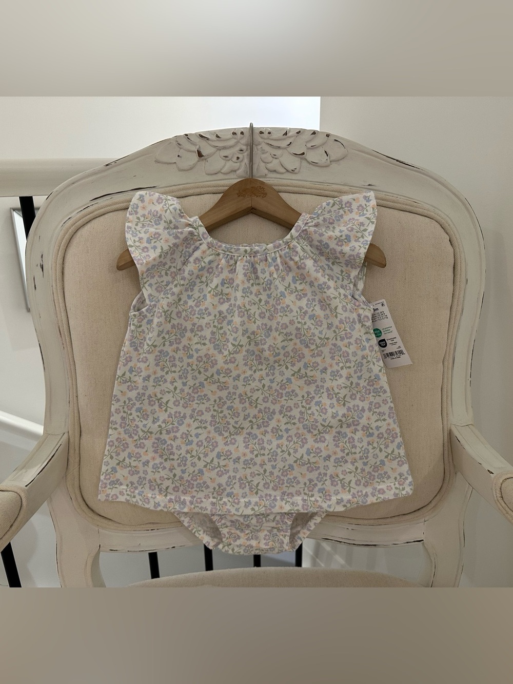 🦢 18 Mth Baby Girl Floral Flutter Sleeve Romper-Dress Pastel Multicolour NWT